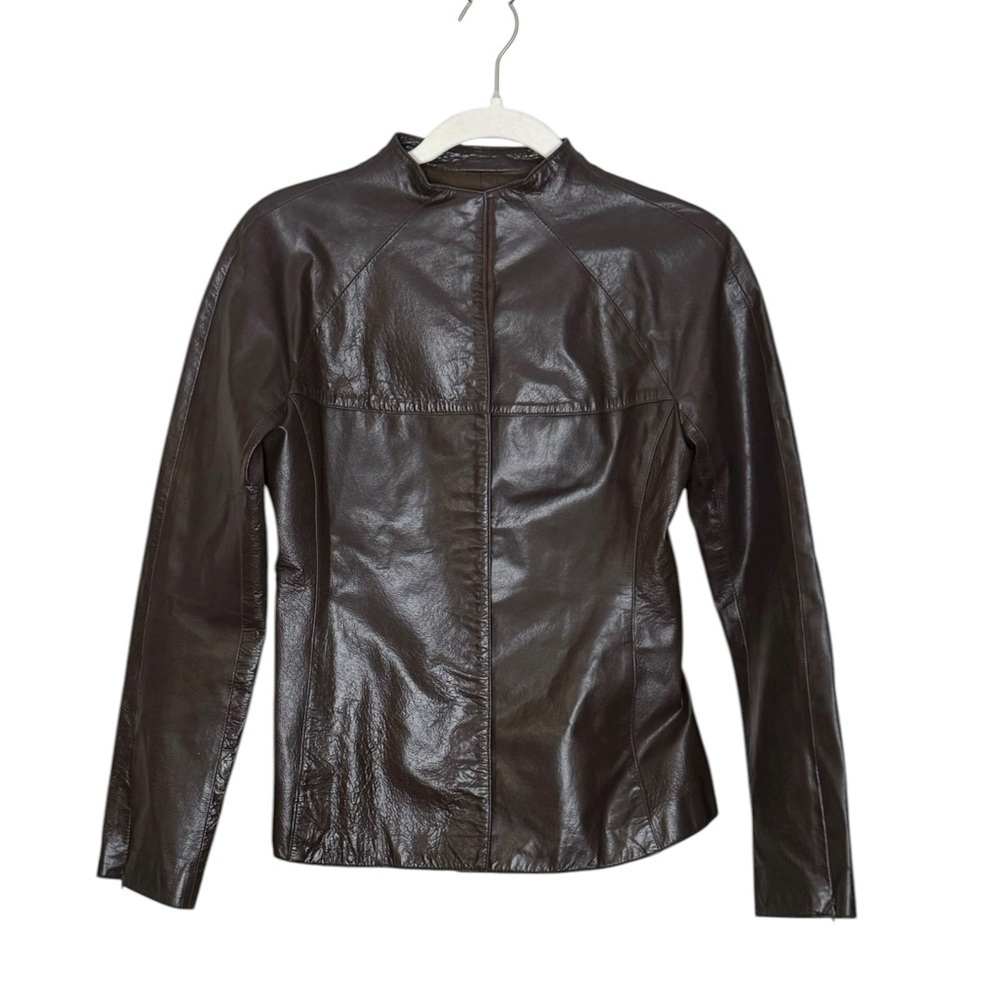 Nice Claup Tokyo Authentic Leather Chocolate Brown Jacket with Red Leather Tag L - Picture 3 of 8